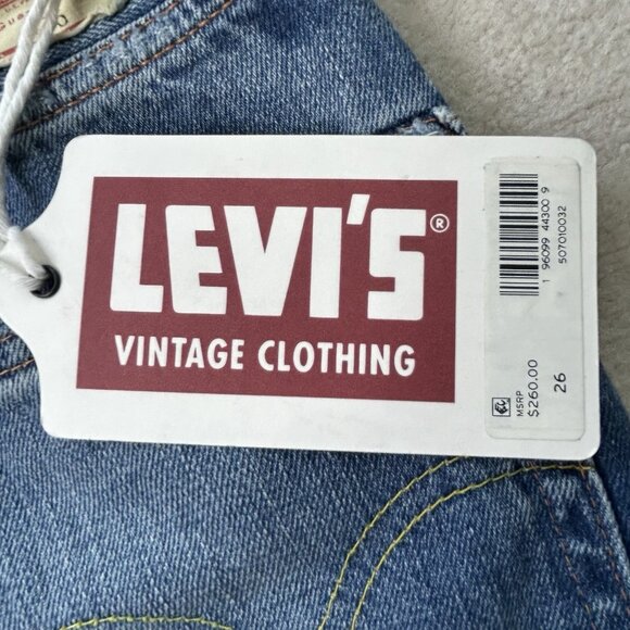 Levis Women’s 26 701 LVC 1950 Selvedge Jean High Waist Patchwork Big E Denim - Picture 4 of 14